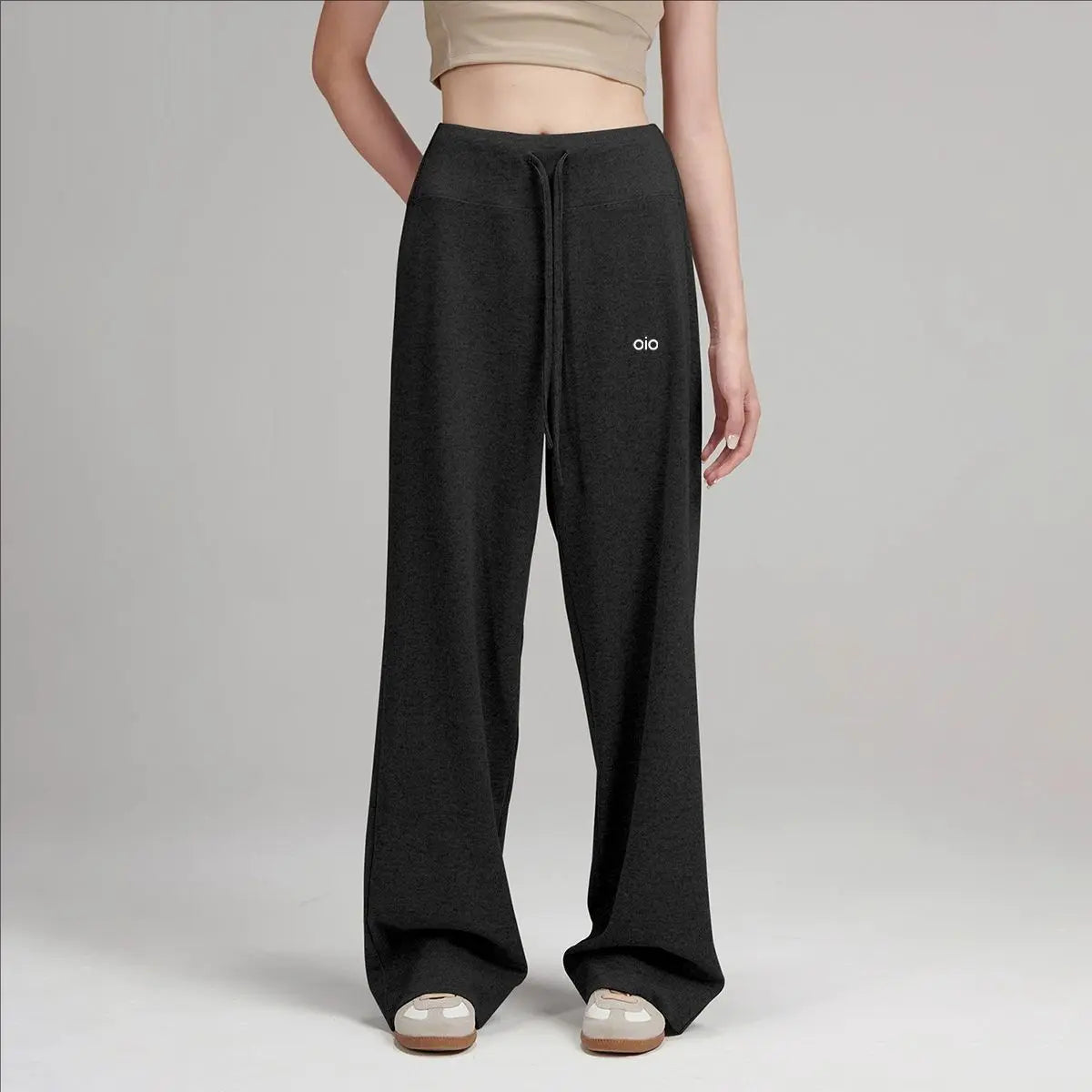 Fashionable Gray Sports Pants New High-waist Loose Casual Sweatpants Spring and Autumn Trendy Work Clothes Wide-leg Pants