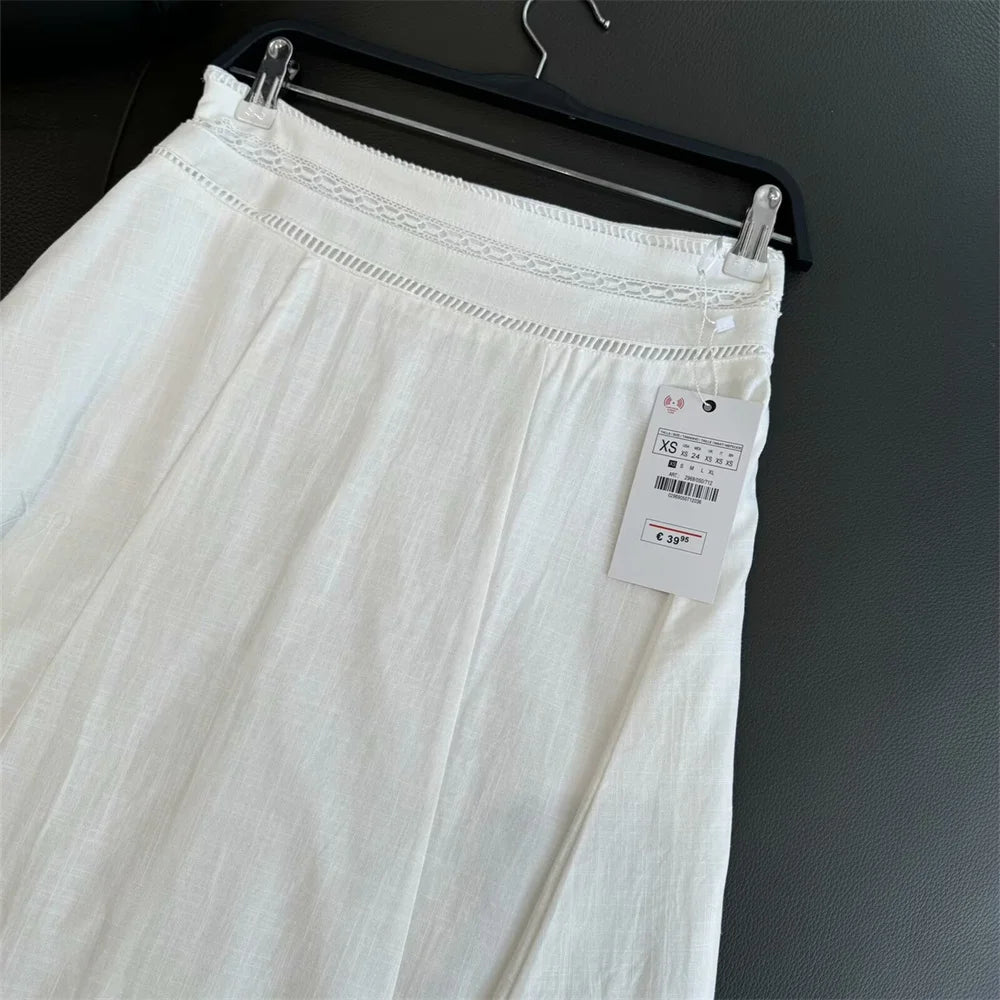 Taop&Za round neck sleeveless embroidered short top summer new women's fashion casual high waisted embroidered skirt