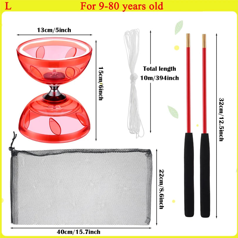 Portable Diabolo Chinese Yoyo Diabolo Set Portable Fitness Gear For Adults Kids Elderly Outdoor Indoor Agility Exercise