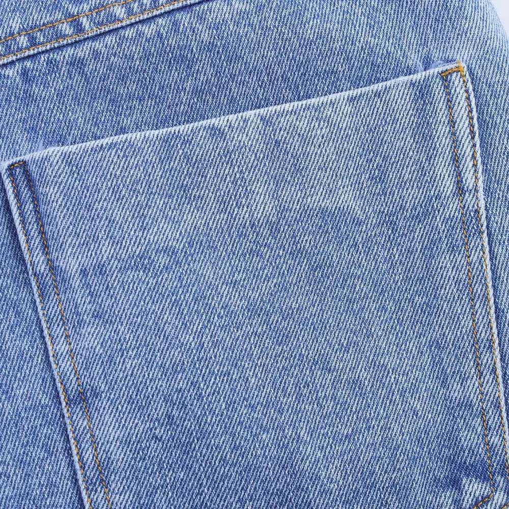 TRAF Women's Short Lapel Denim Shirt + Irregular Fashion Short Skirt Pants Vintage Casual Denim Suit Commuter High Street Suit