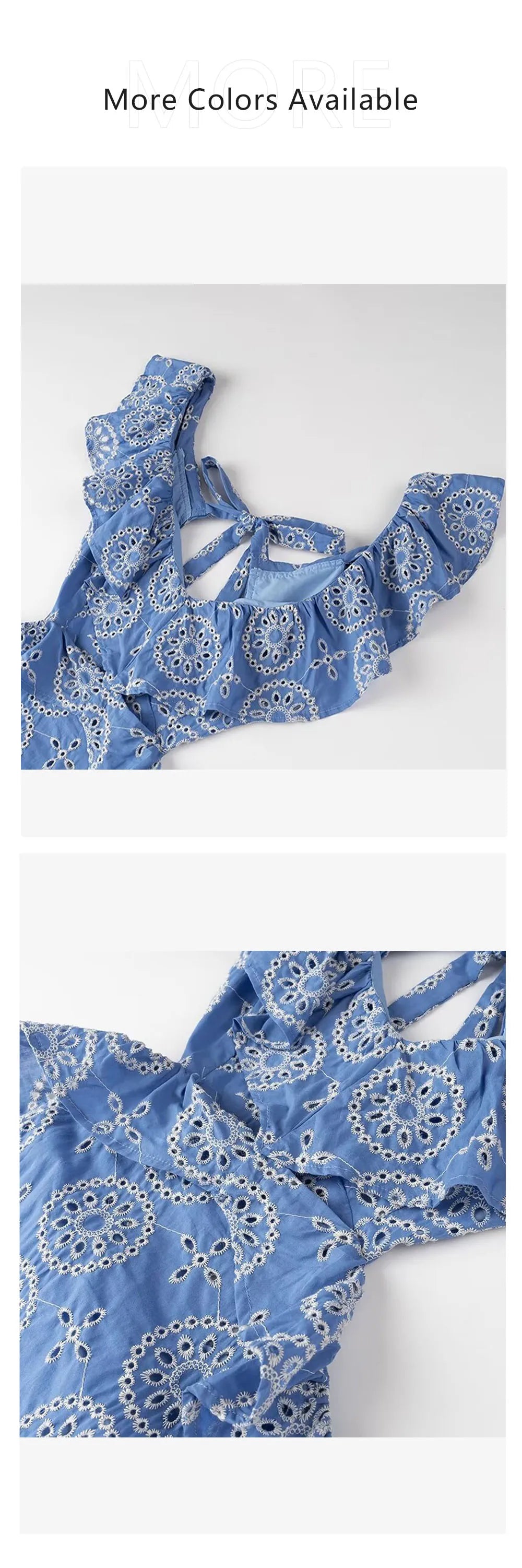 2024 ZAR4 Summer New Women's Clothing Style Fashion Heavy Industry All Cotton Embroidered Layered Decorative Midi Dress