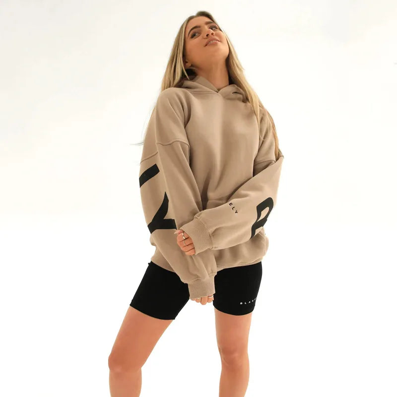 2025 New Women's Hoodie Autumn Winter Fashion Printed Thickened Versatile Long Sleeve Loose Women's Top