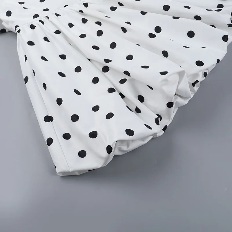 TARUXY Polka Dot Vacation Mini Dress For Women  High Waist A-line Ball Gown Dress Sleeveless Halter Neck Female Summer Fashion