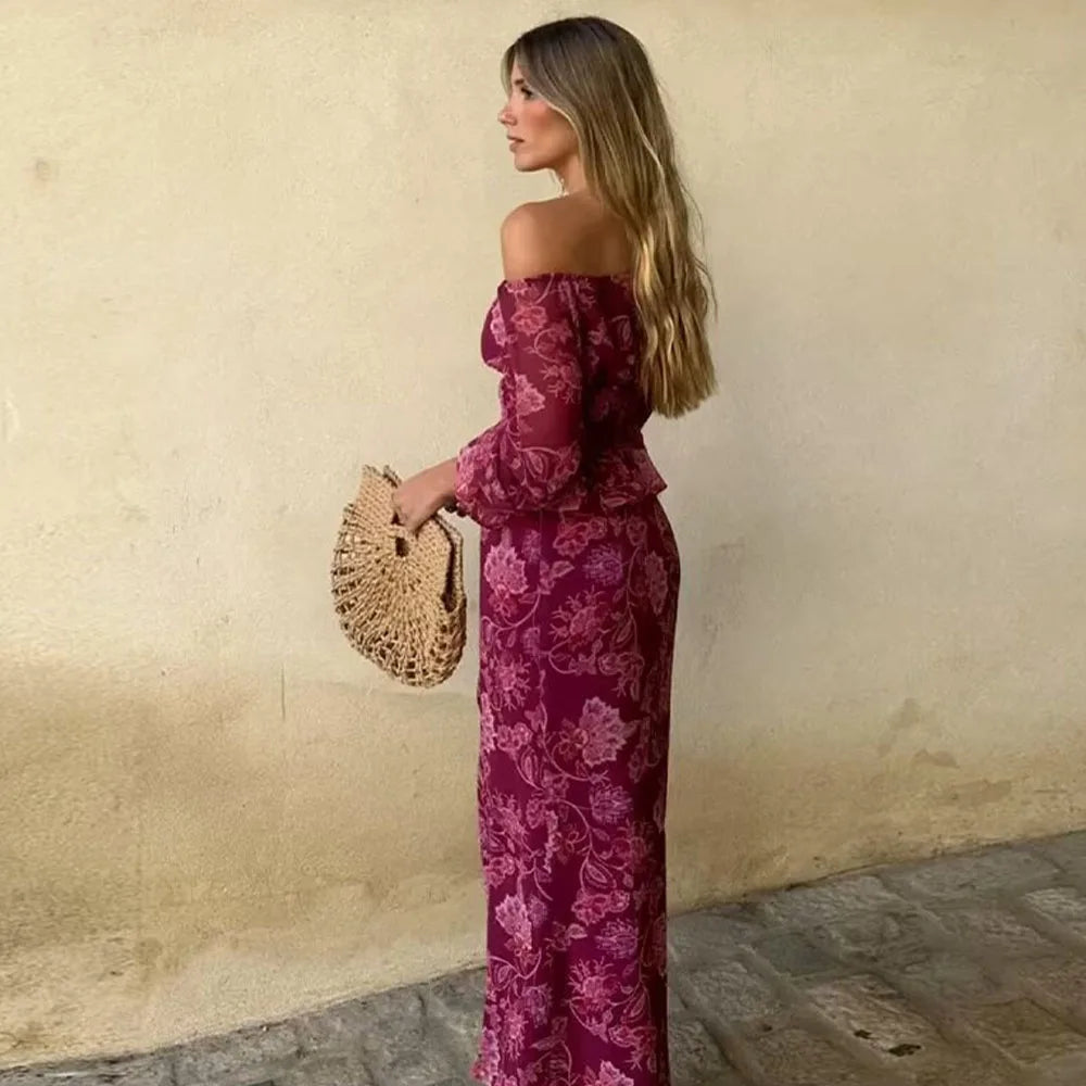 Autumn new fashionable women's clothing casual and elegant design retro European and American printing set