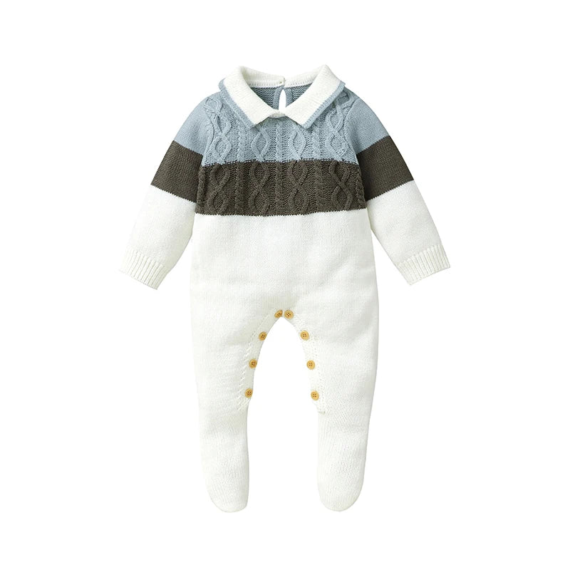 Baby Romper Knitted Newborn Kid Clothes Fashion Foot Wrap Warm 0-9M Overalls Infant Girl Boy Toddler Jumpsuit Long Sleeve Autumn