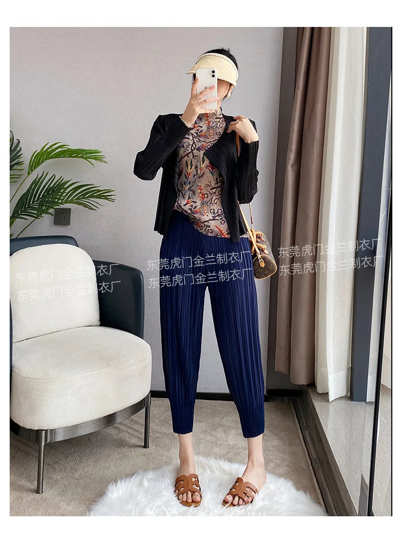 Miyake Life Pleated Pants Loose Harem Pants Women's Summer Thin Fashion Versatile Nine-minute Calf Pants