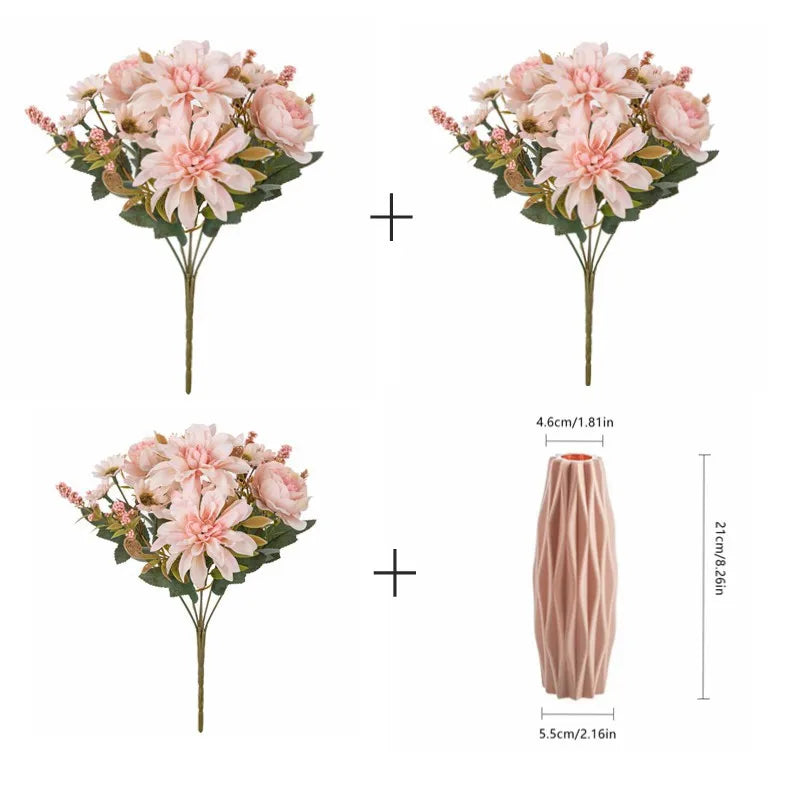 Hot sales Artificial Flowers Silk Dahlia Rose daisy Festival Home Wreath Decoration Bonsai Room Wedding Bridal Bouquet Diy gift