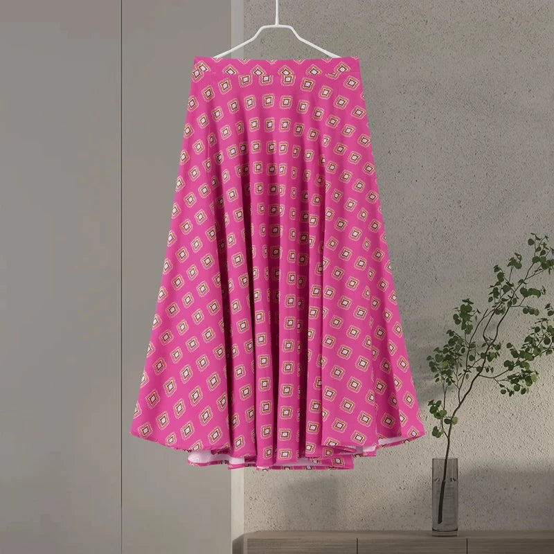 Casual Print Vest Long Skirts Suits Women Loose V Neck Lace Up Wrinkle Sets Female 2025 Summer New Fashion Chic Sets 2 Pieces