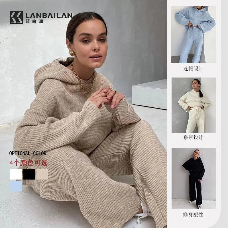 Autumn And Winter Women's New Fashion Sportswear Hoodie Set, Commuting Style Loose And Comfortable Casual Ladies Two-piece Set.