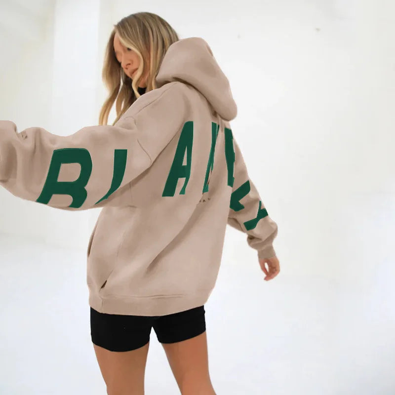 2025 New Women's Hoodie Autumn Winter Fashion Printed Thickened Versatile Long Sleeve Loose Women's Top