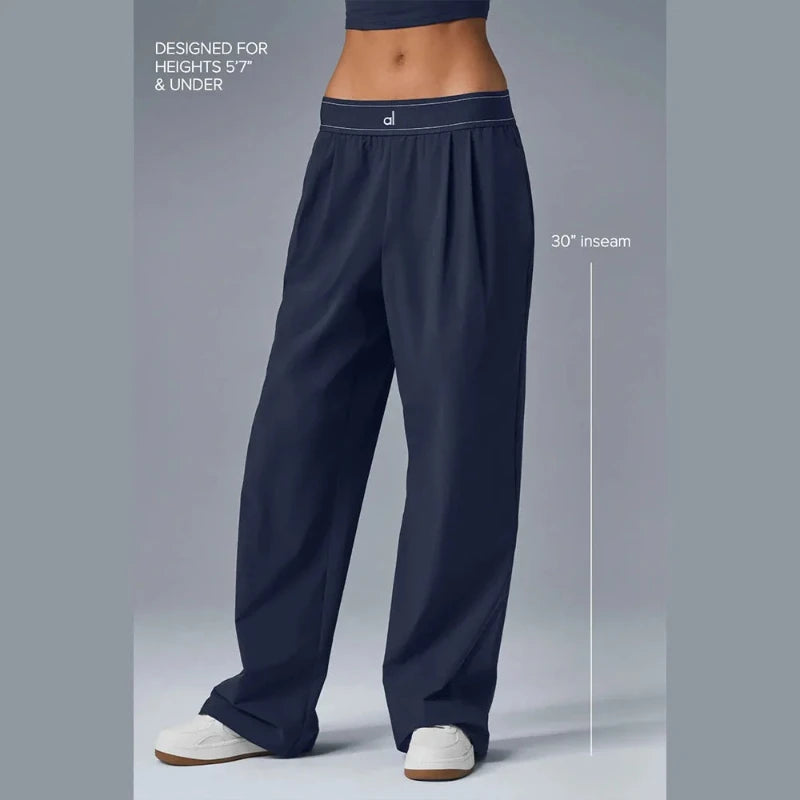 AL Fashion Wide Leg Trousers Women Summer Sports Casual LOOSE Sweatpants Women Elastic High Waist Loose Straight Yoga Pants