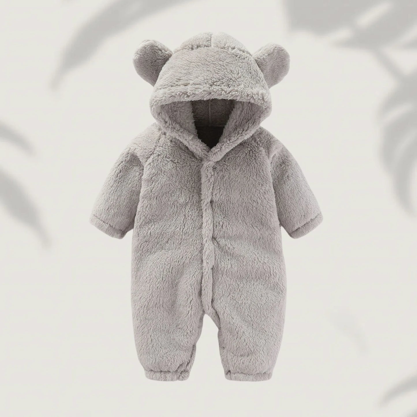 2025 Winter 0-12M Newborn Baby Girls Boys Warm Fleece Bear Ear Romper Jumpsuit Thick Cozy Multi-Color Infant Hooded Jumpsuit