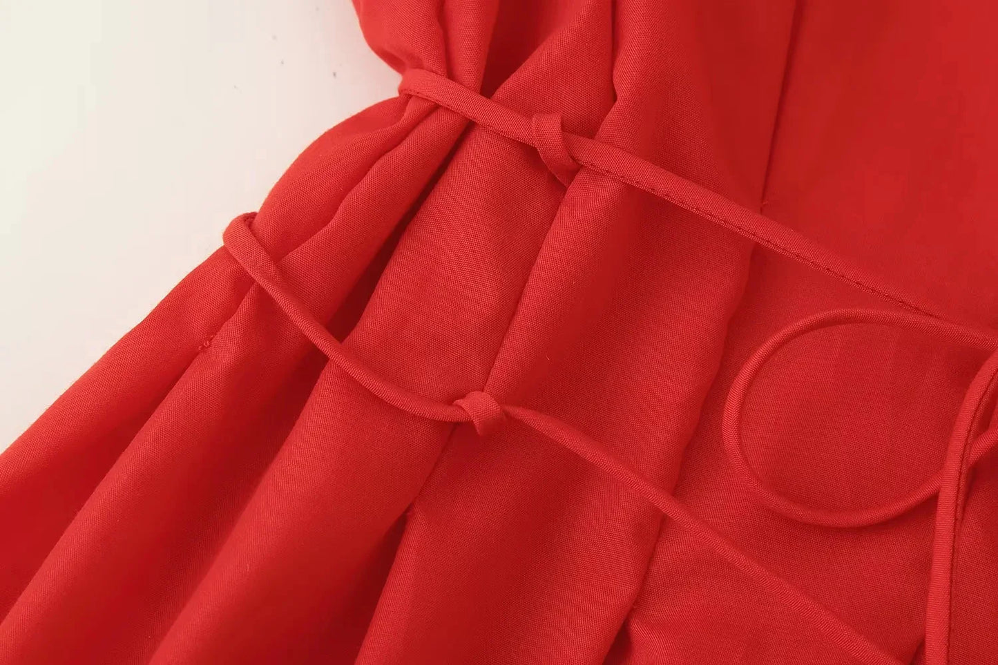 TRAFZA 2025 Spring Summer Vintage Women Dresses Fashion Single Breasted Sashes Draped V Neck Sleeveless Solid Ladies Dresses