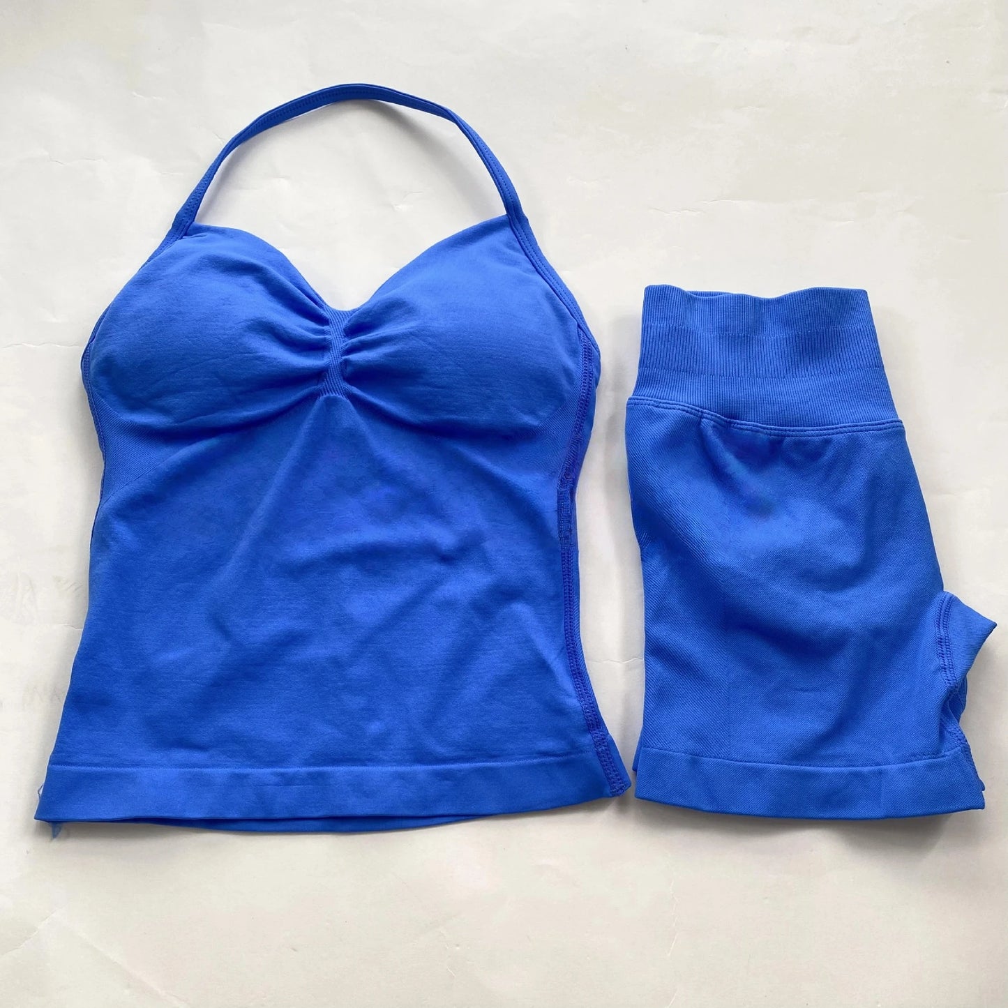 2 sets of sportswear, peach-bottomed shorts set, drawstring top, seamless impact tight shorts, yoga outfit, fitness set