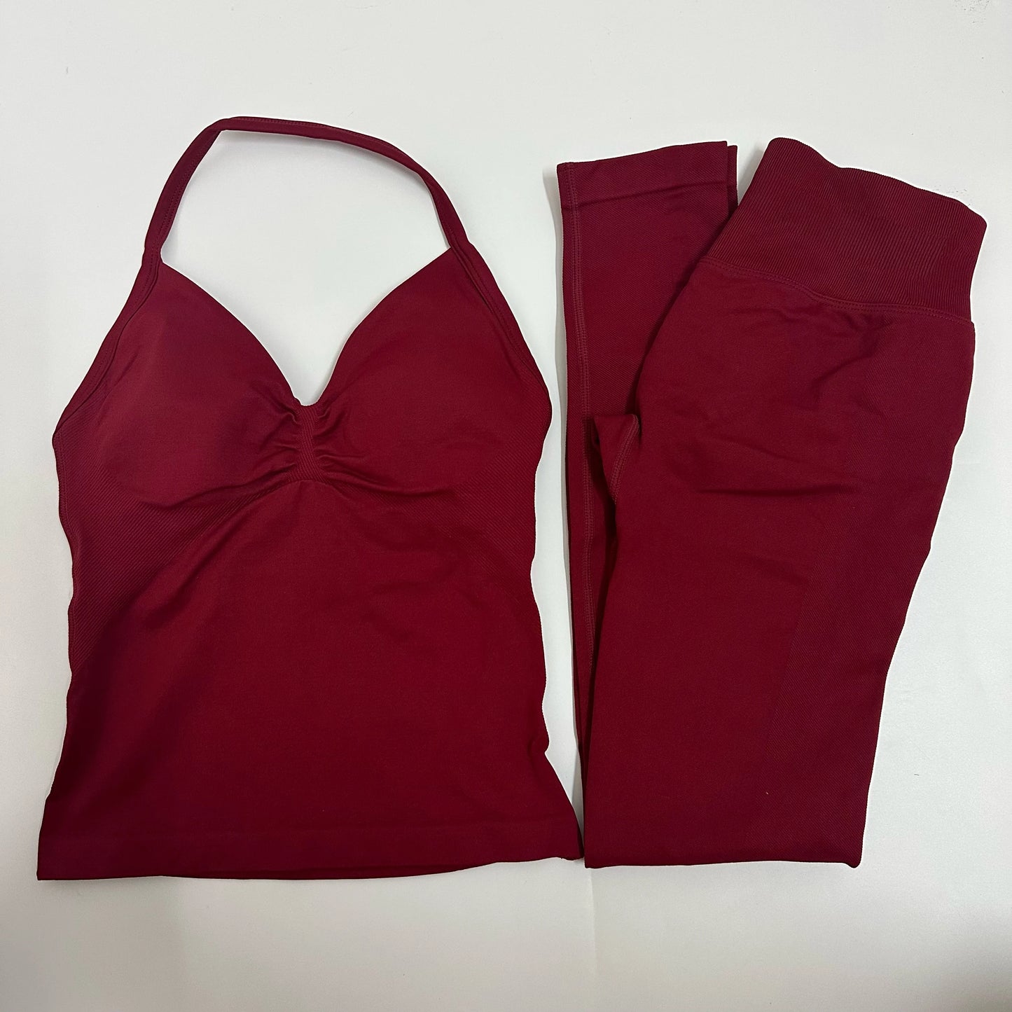 No Logo 2 Pieces Set Yoga Leggings Set Women Backless Tank Tops High Waist Scrunch Gym Suit Fitness Clothes Outfit Yoga Set
