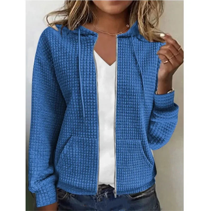 Long Sleeve Women Hoodid Jacket Y2k Zipper Hooded Cardigan Tops Fashion Casual Sweatshirt Coat 2024 Autumn Winter New Outer Wear