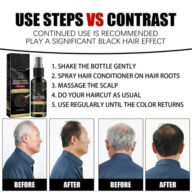 Gray White Hair Treatment Serum Cover White Hair To Black Natural Color Repair Spray Anti Loss Hair Restore Healthy Care