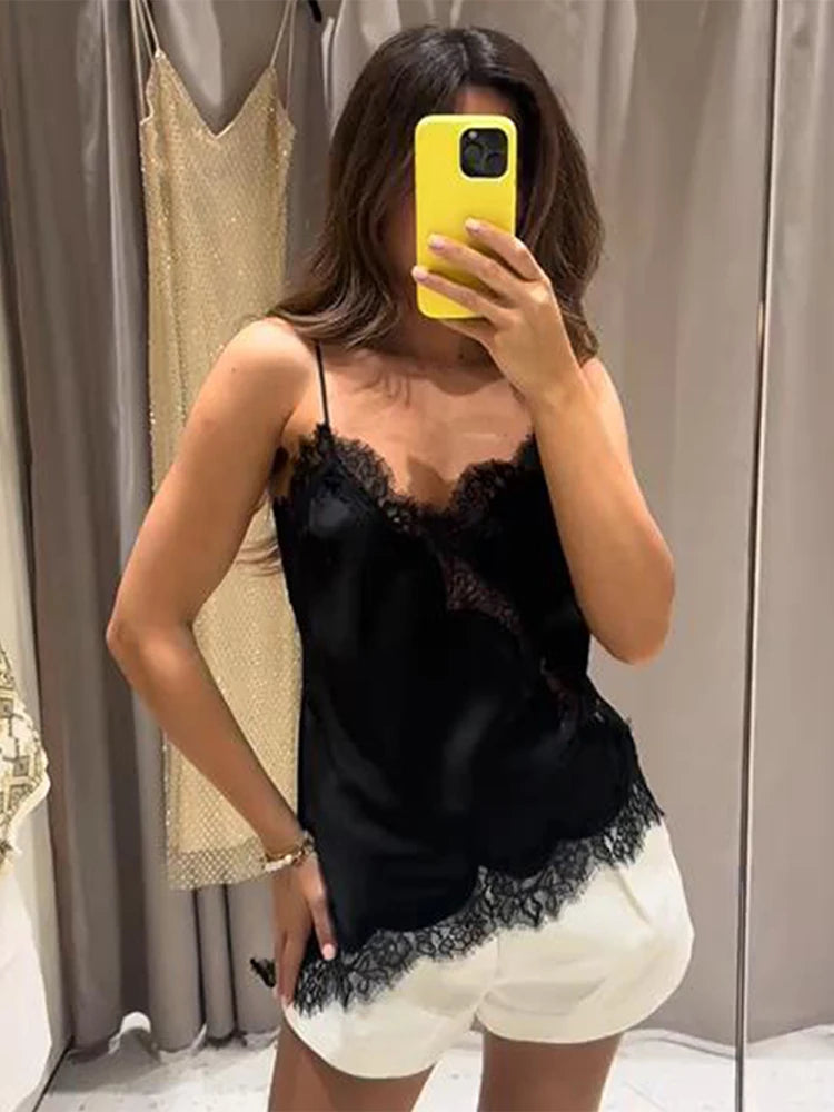 Fashion V-neck Backless Dip Hem Romantic Blouse Sexy Lace Hollow Out Slip Tops For Women Lady 2025 Summer Evening Party Tops