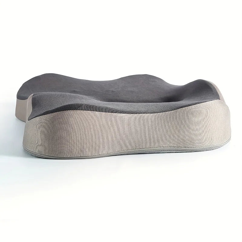 1pc Memory Foam Seat Cushion - 3D Ergonomic Support| Light Green & Grey, Washable Polyester, Car/Office Essentials Home Decor