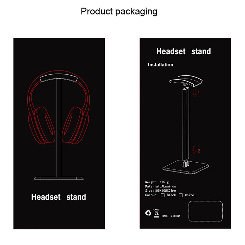 Alloy Aluminium Bluetooth Earphone Headphone Headset Stand Holder Rack Mount Hanger Gamer Hanger PC Gaming Mobile Phones Desktop