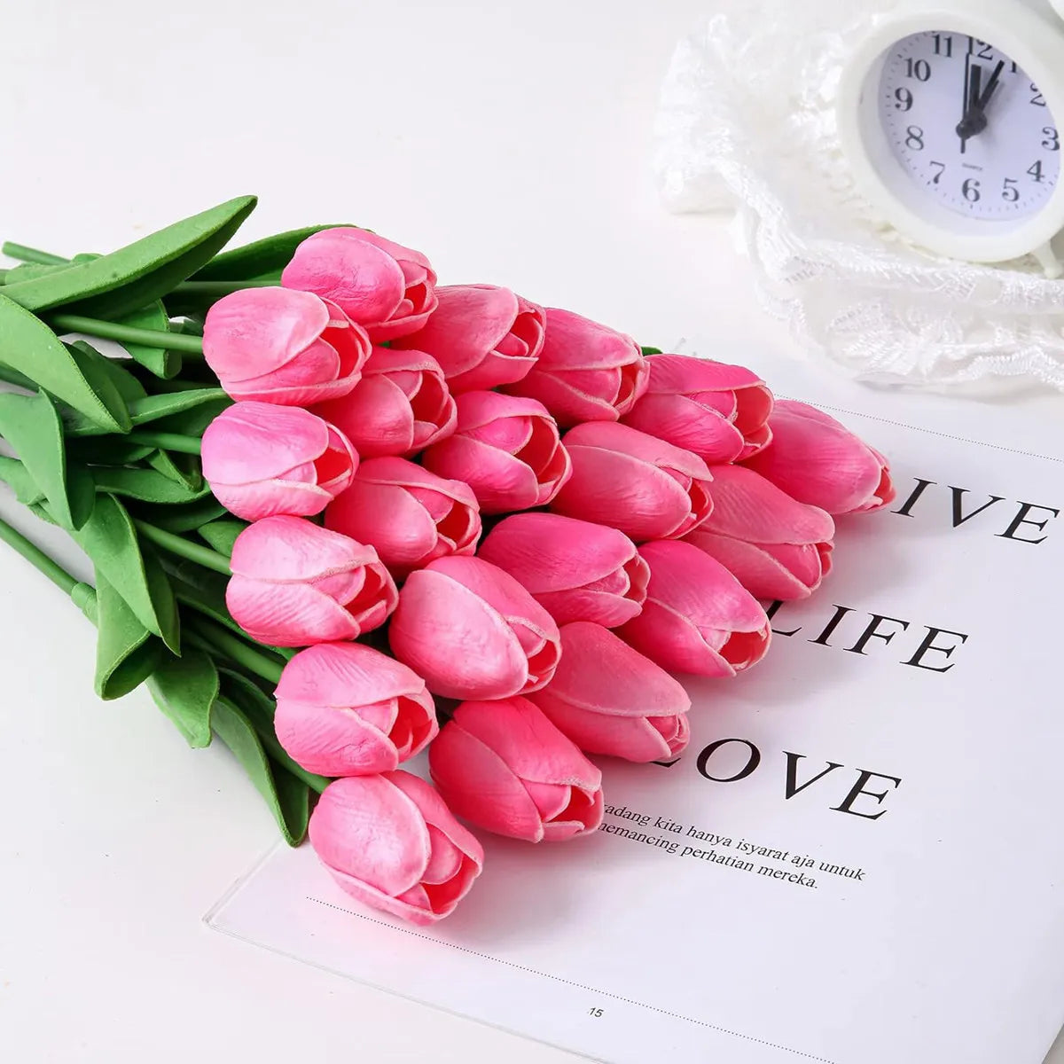10Pcs Artificial Flower Realistic Touch Tulip Scrapbooking Vase Home Decor Wedding Garden Arch Garland  Mother's Day Bouquet diy
