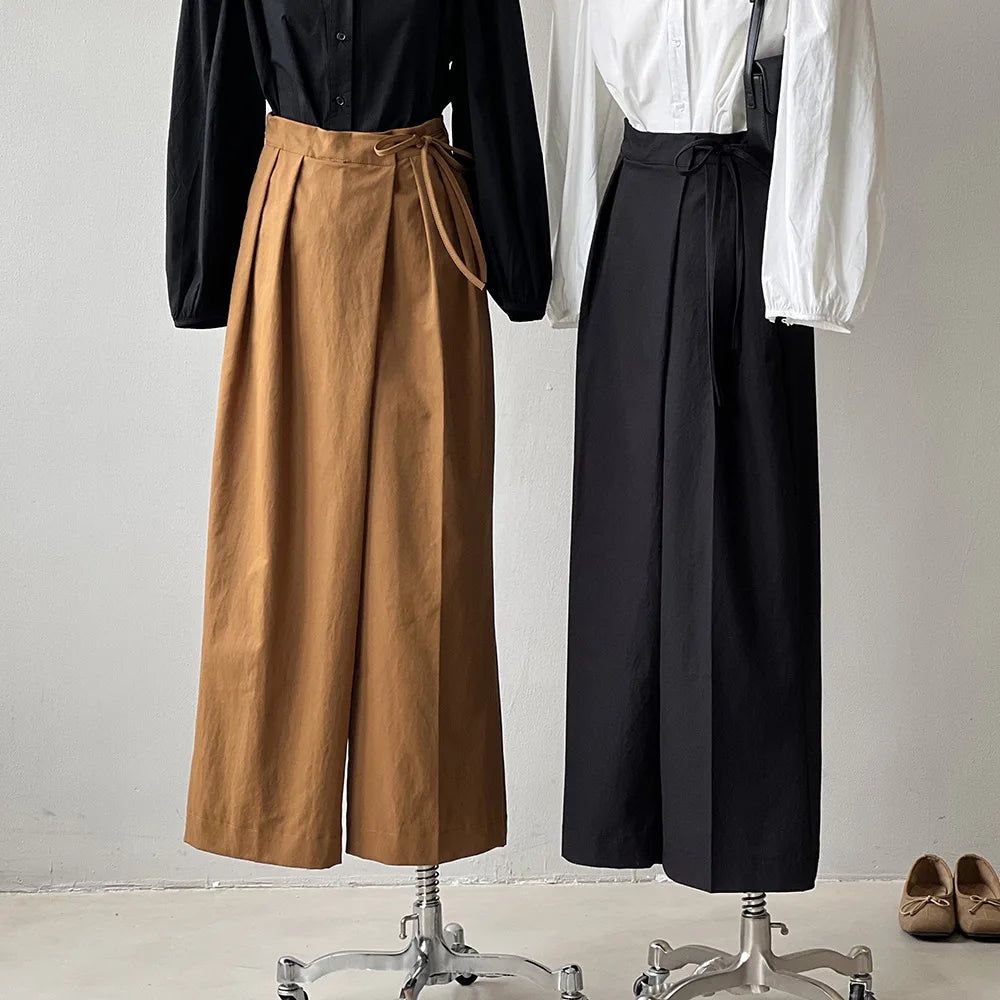 2024 Women Casual Wide Leg High Waist Pants Fashion Clothes Black Brown Pants Female Trousers