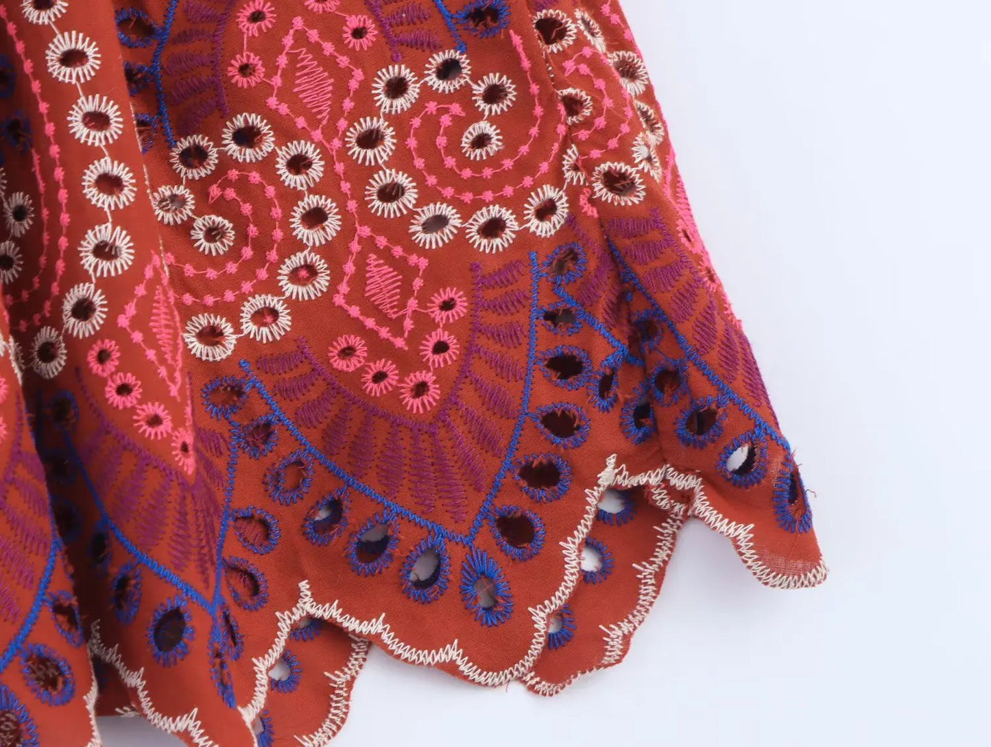 TRAF Women Embroidery Hollow Out Suit 2025 Summer Casual Chic O-Neck Fashion Sleeveless Top Long Skirt Fashion Suit