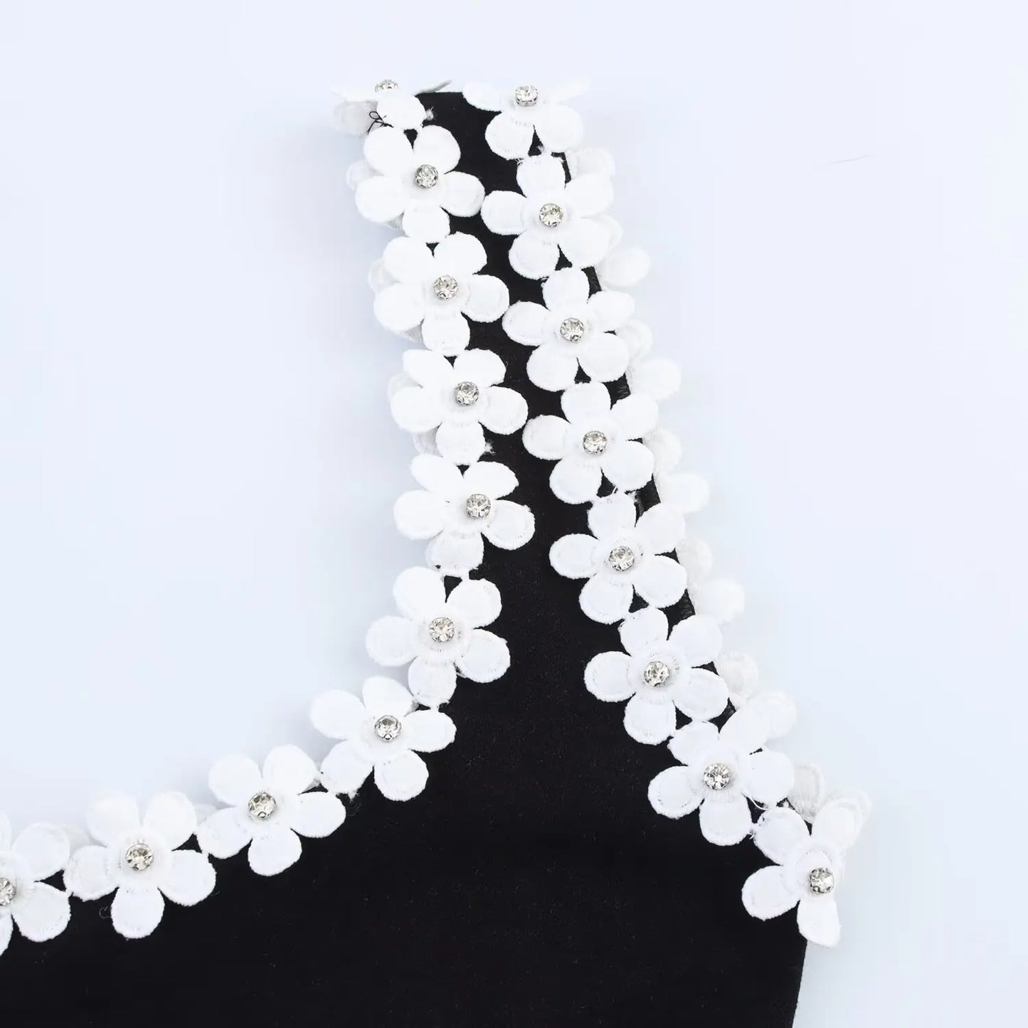 TRAFZA Female Summer Sexy Slim Dress 2 Color Solid Square Collar Sleeveless Backless Flower Decoration Women's Fashion Dresses