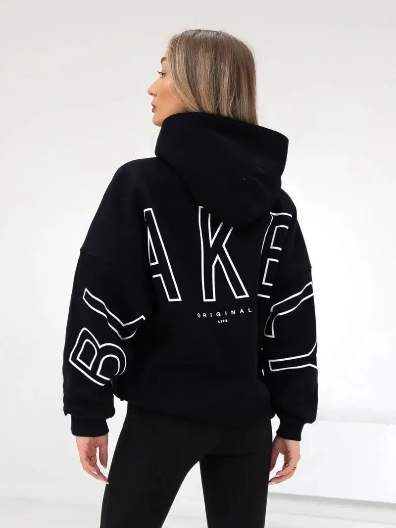European American Fashion Printed Hooded Hip Hop Sweatshirt 2025 New Cross Border Thickened Versatile Long-sleeved Loose Clothes