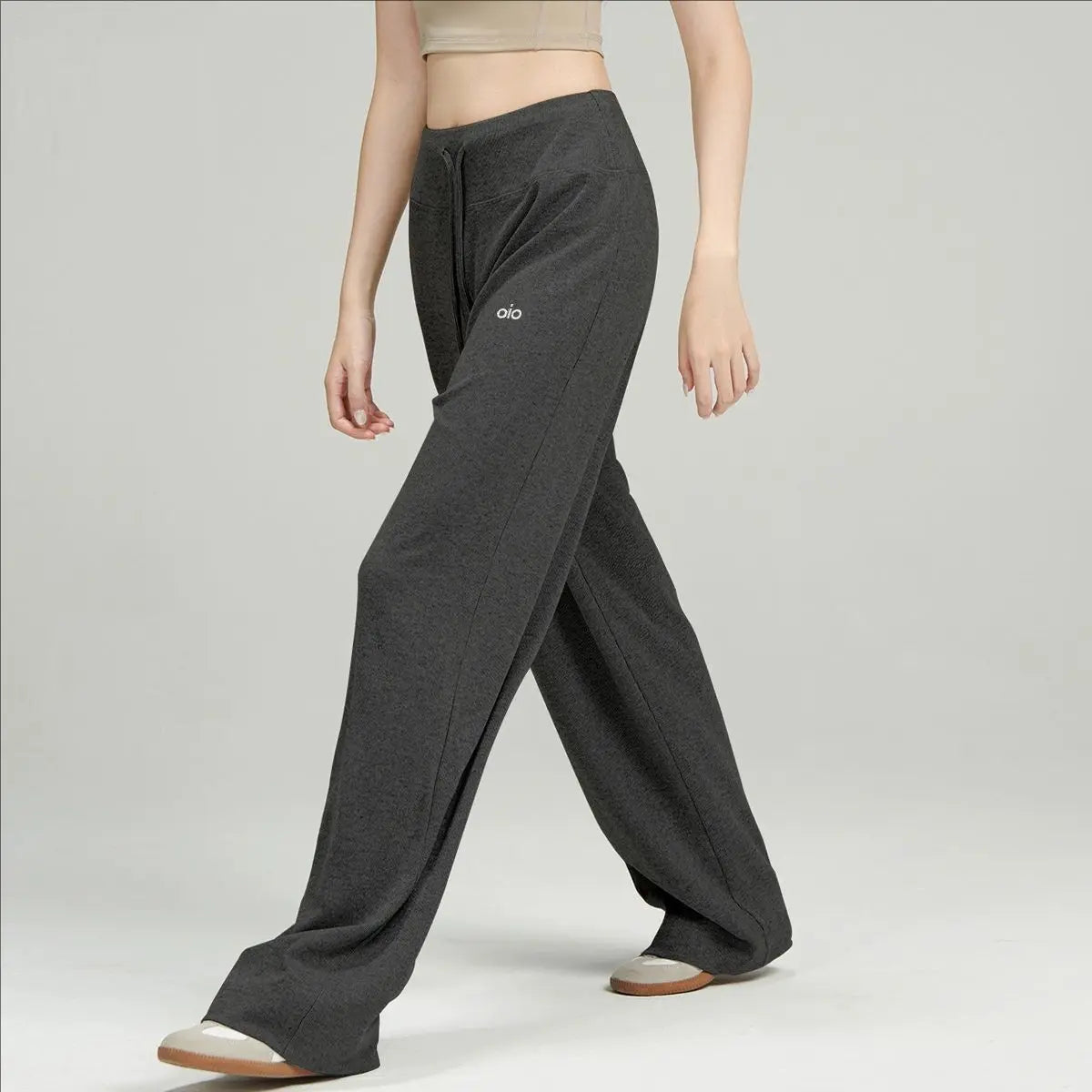 Fashionable Gray Sports Pants New High-waist Loose Casual Sweatpants Spring and Autumn Trendy Work Clothes Wide-leg Pants