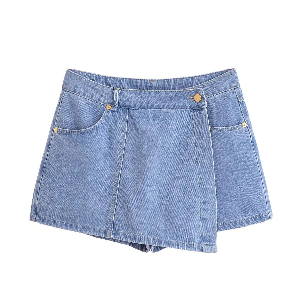 TRAF 2025 Summer Women's Casual Sets Fashion Mini Skirts Shorts Sets Denim Short Shirt Top Sets For Women Street Women Outfit