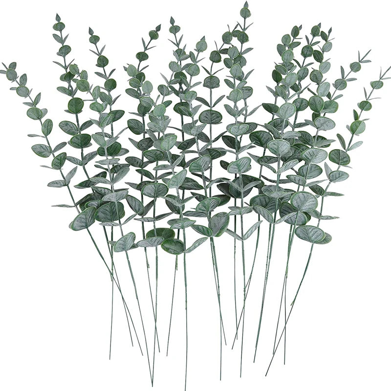 10/20/50pcs Artificial Eucalyptus Leaves Wholesale Fake Plants Vase Home table Party Wedding Decoration Outdoor Garden Christmas