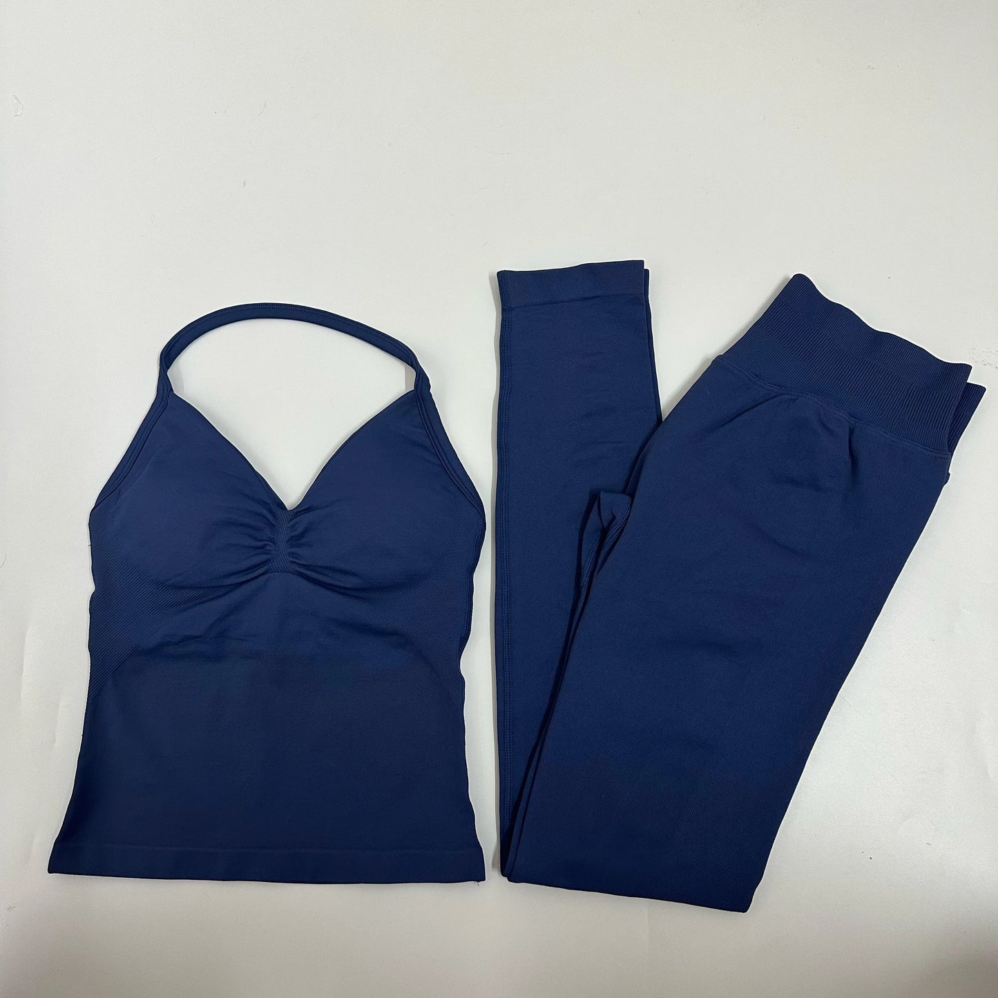 No Logo 2 Pieces Set Yoga Leggings Set Women Backless Tank Tops High Waist Scrunch Gym Suit Fitness Clothes Outfit Yoga Set