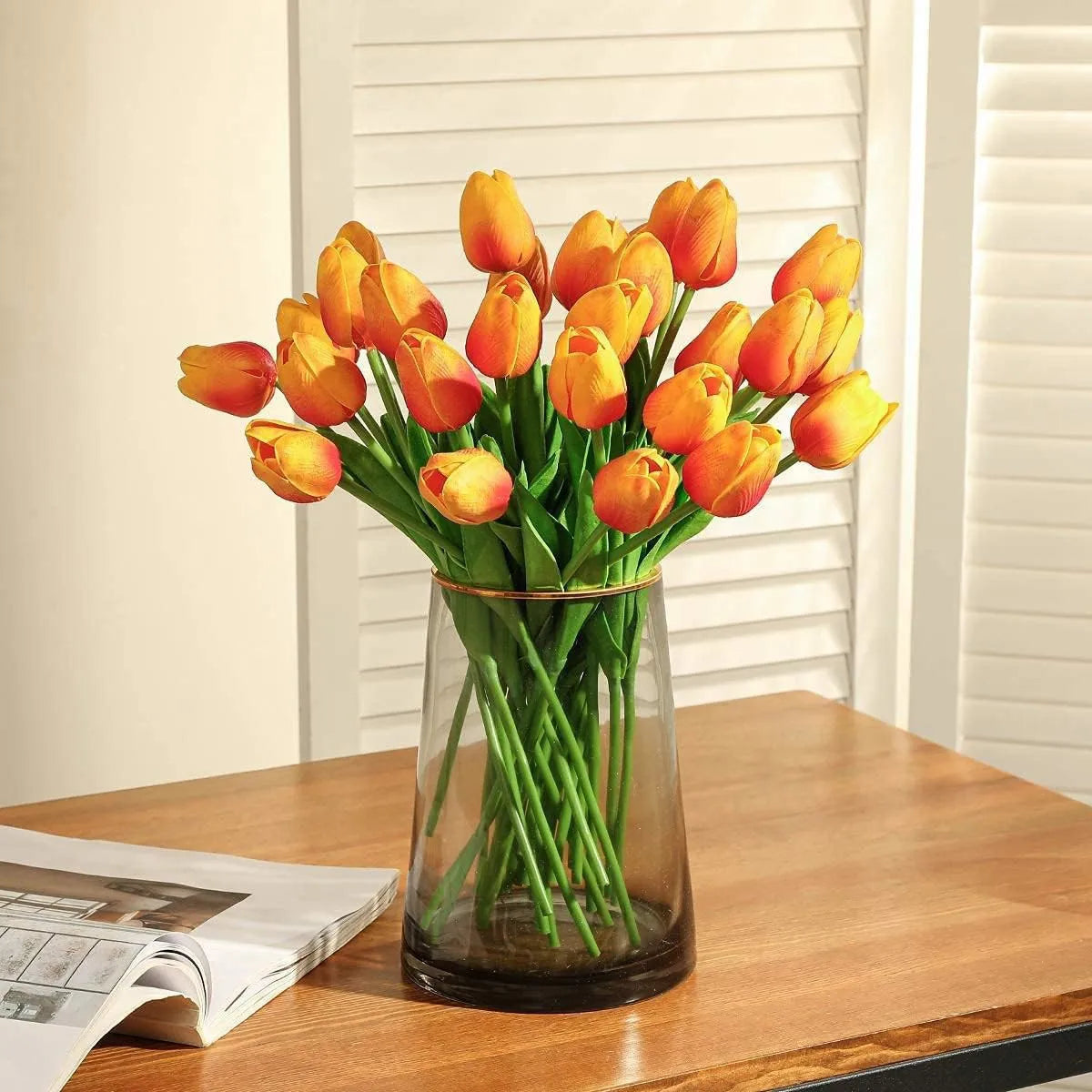 10Pcs Artificial Flower Realistic Touch Tulip Scrapbooking Vase Home Decor Wedding Garden Arch Garland  Mother's Day Bouquet diy