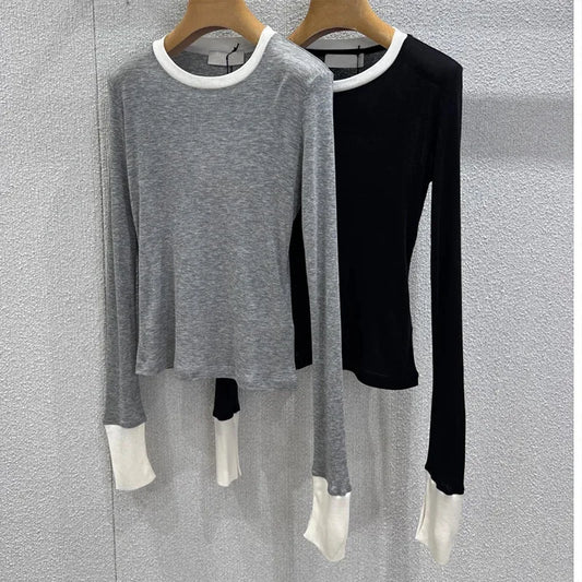 Women Long sleeve T-shirt Premium wool knit tee-slim silhouette, temperature-regulating, pairs with all bottoms 2580649
