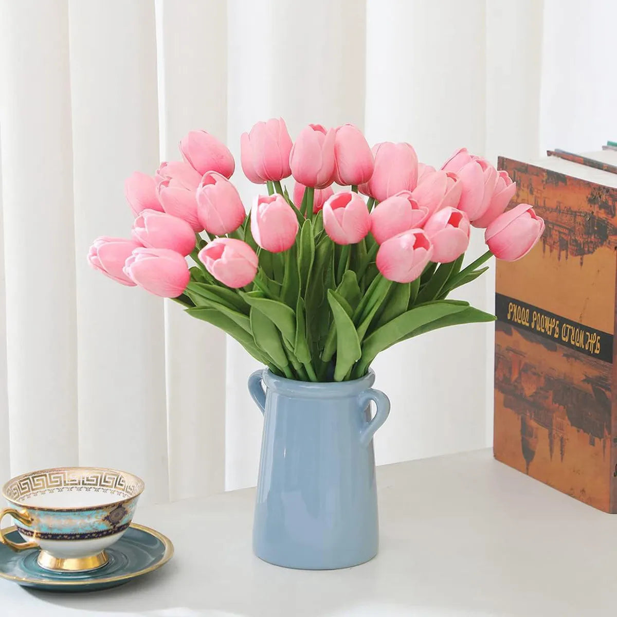 10Pcs Artificial Flower Realistic Touch Tulip Scrapbooking Vase Home Decor Wedding Garden Arch Garland  Mother's Day Bouquet diy