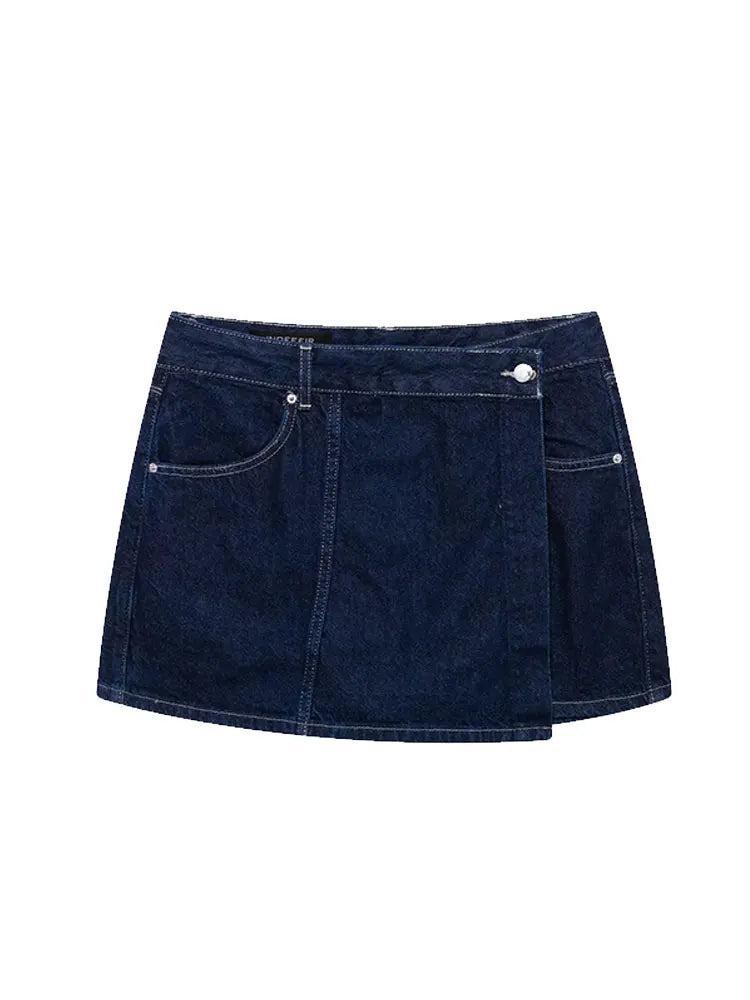 TRAF 2025 Summer Women's Casual Sets Fashion Mini Skirts Shorts Sets Denim Short Shirt Top Sets For Women Street Women Outfit