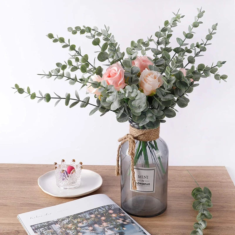 10/20/50pcs Artificial Eucalyptus Leaves Wholesale Fake Plants Vase Home table Party Wedding Decoration Outdoor Garden Christmas