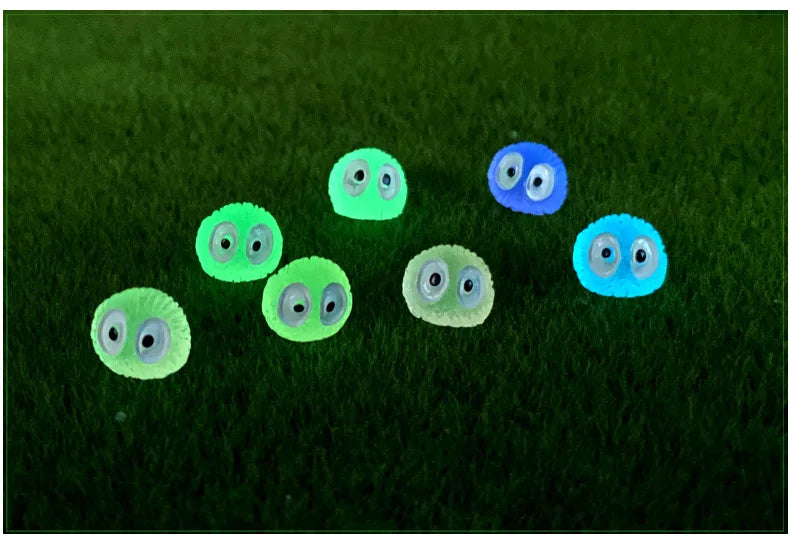 20Pcs Luminous Briquettes Elfs Black Ball Sprite Duck Figurine Home Decor Glowing Miniature Fairy Garden Decoration Accessories
