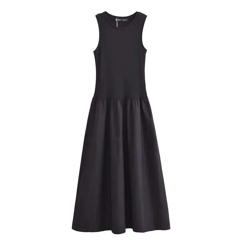 Khaki Elegant Long Dresses 2025 Women's Spring Sleeveless Black Dresses Fashion Casual Party  Dress Vestidos For Female