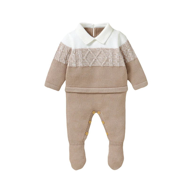 Baby Romper Knitted Newborn Kid Clothes Fashion Foot Wrap Warm 0-9M Overalls Infant Girl Boy Toddler Jumpsuit Long Sleeve Autumn
