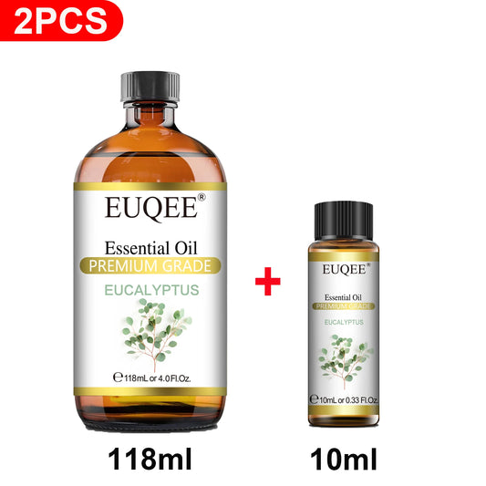 EUQEE 2PCS Natural Plant Essential Oil For Aromatherapy,Buy 118ml, Get 10ml For Free, Lavender Eucalyptus Vanilla Essential Oils