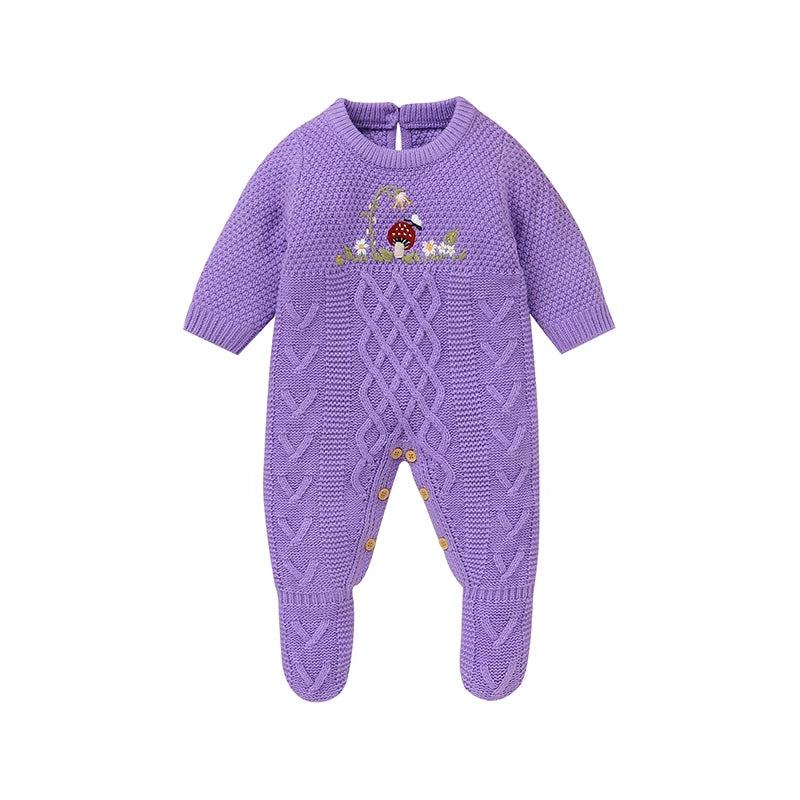 Baby Romper Knitted Newborn Kid Clothes Fashion Foot Wrap Warm 0-9M Overalls Infant Girl Boy Toddler Jumpsuit Long Sleeve Autumn