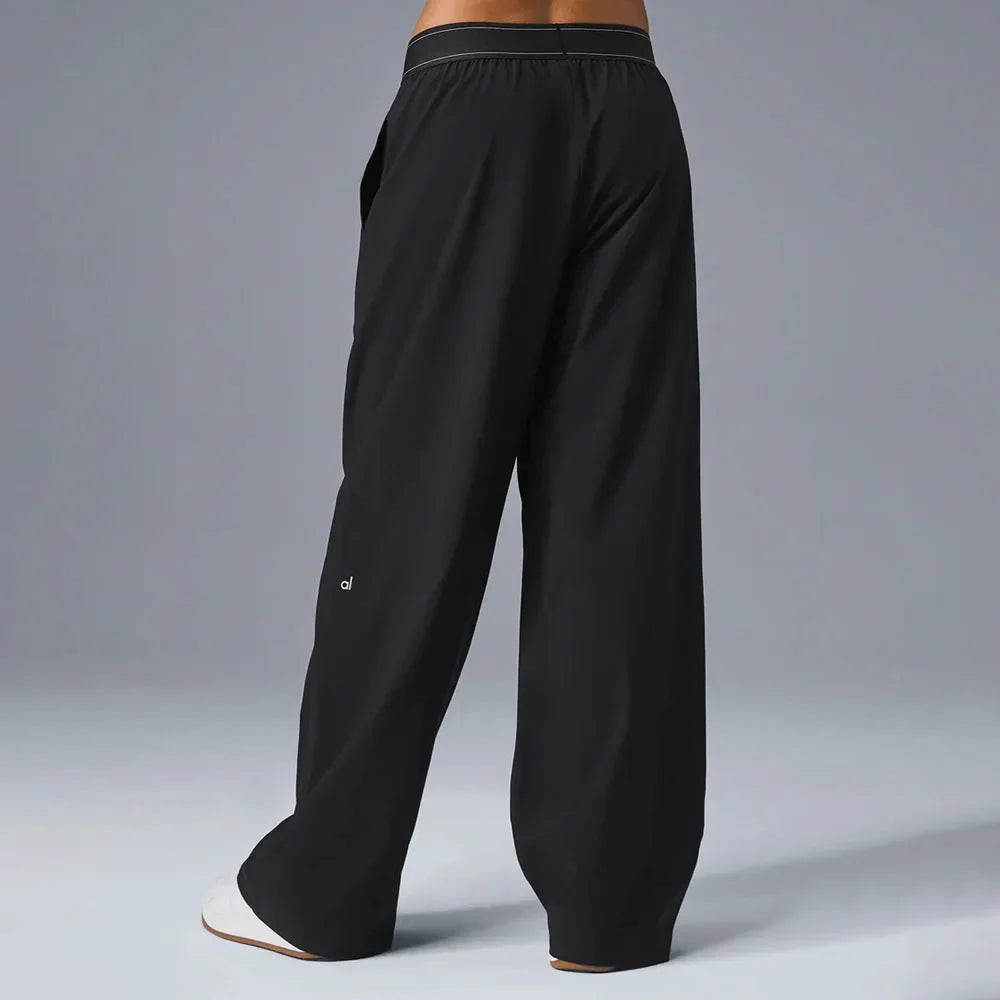 AL Fashion Wide Leg Trousers Women Summer Sports Casual LOOSE Sweatpants Women Elastic High Waist Loose Straight Yoga Pants