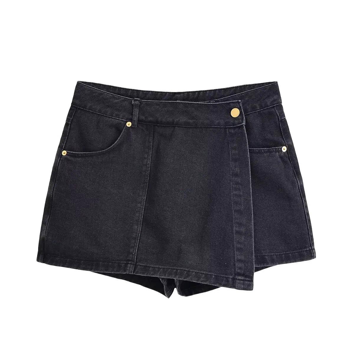 TRAF 2025 Summer Women's Casual Sets Fashion Mini Skirts Shorts Sets Denim Short Shirt Top Sets For Women Street Women Outfit