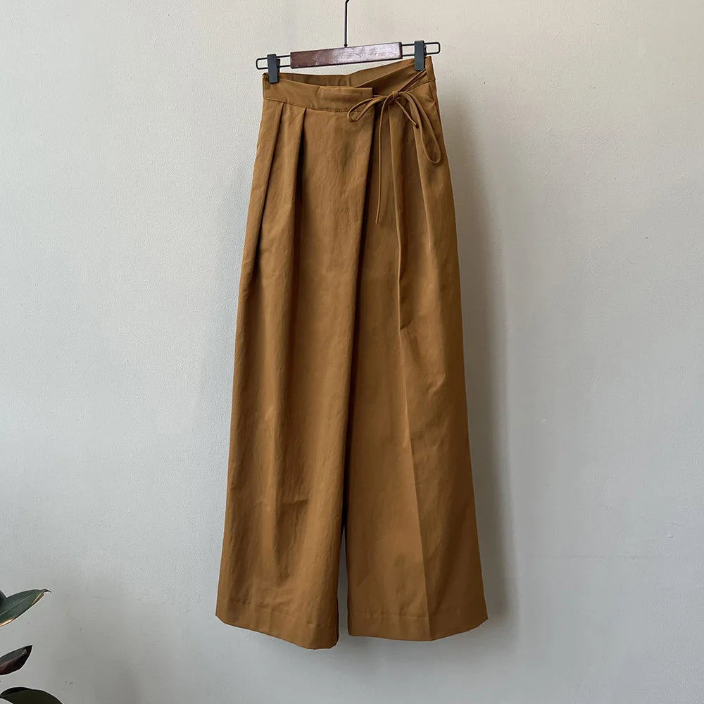 2024 Women Casual Wide Leg High Waist Pants Fashion Clothes Black Brown Pants Female Trousers