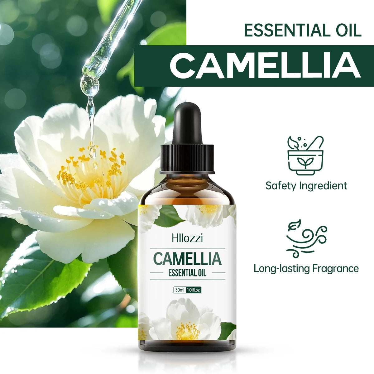 Camellia Oil Essential - Pure Natural Moisturizer for Face & Hair, Hydrating, Non - Greasy Multifunctional essential oil for all
