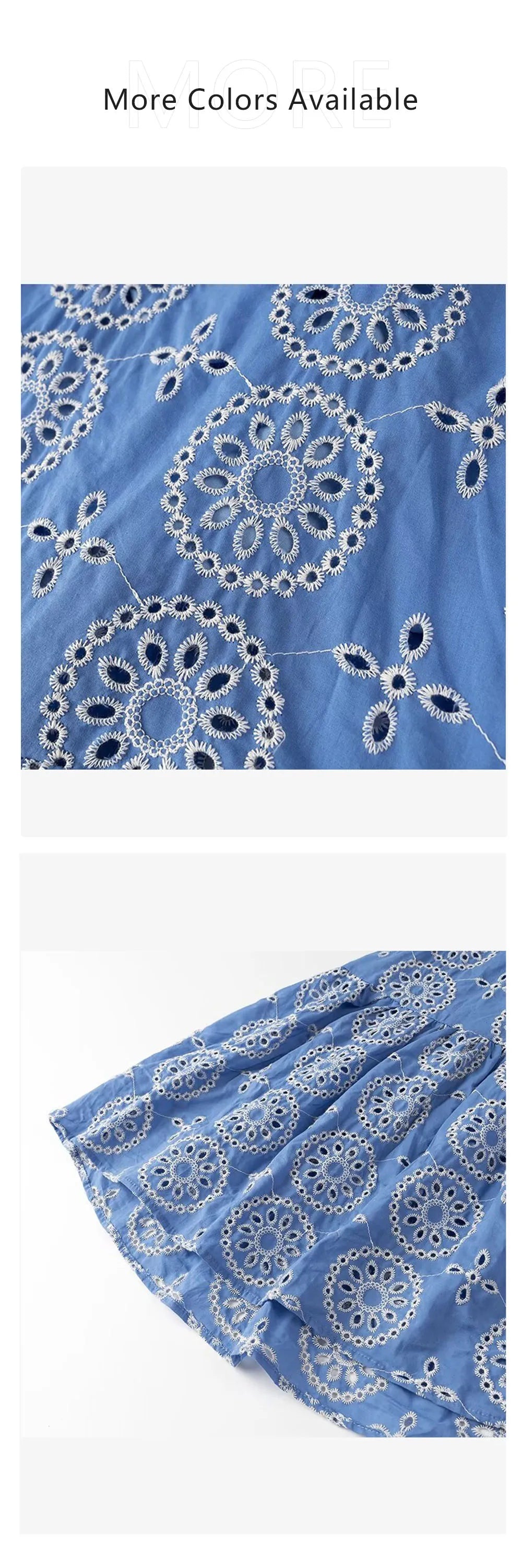 2024 ZAR4 Summer New Women's Clothing Style Fashion Heavy Industry All Cotton Embroidered Layered Decorative Midi Dress