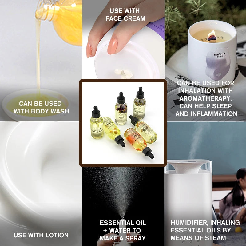 60ml zhuyeqing Oil Natural Versatile Dried Flower Essential Oil Skin Care Relaxation Home Add to Diffuser Spary DIY Candle