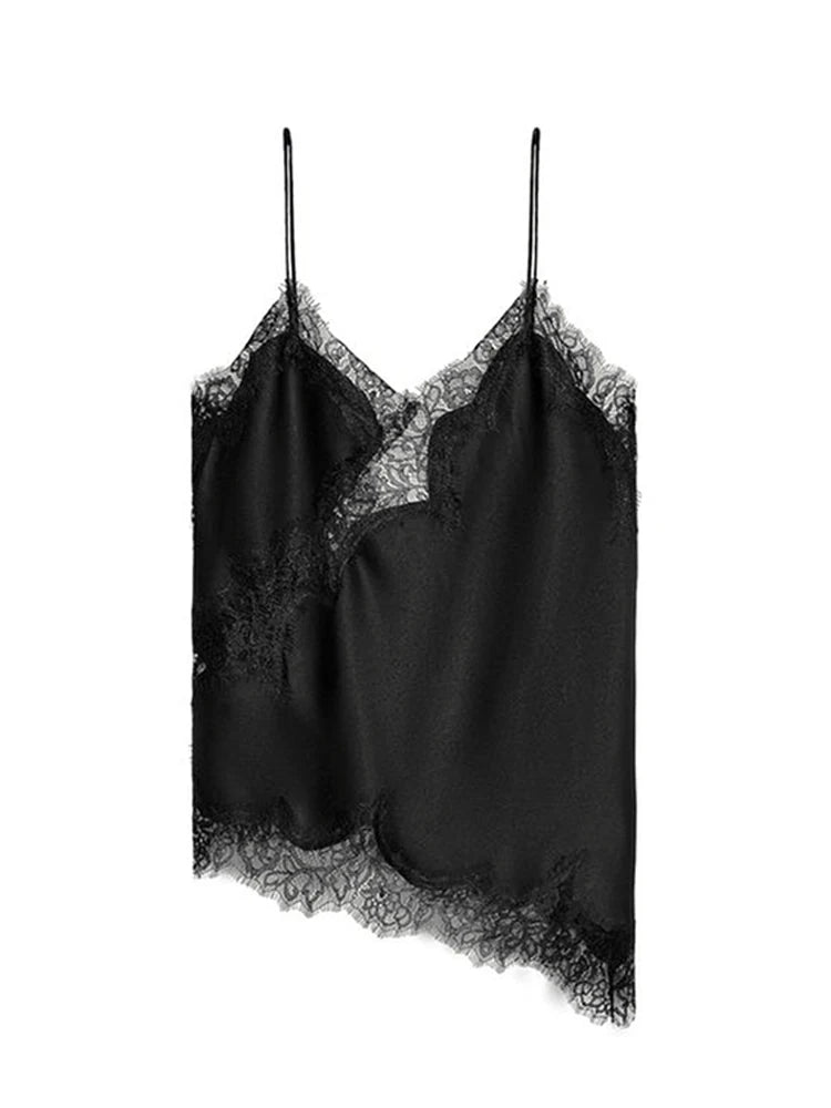 Fashion V-neck Backless Dip Hem Romantic Blouse Sexy Lace Hollow Out Slip Tops For Women Lady 2025 Summer Evening Party Tops